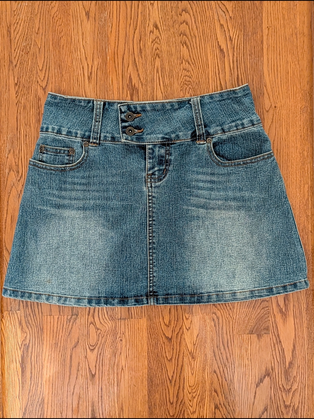 Y2K One Tuff Babe Denim Blue Jean Mini Skirt